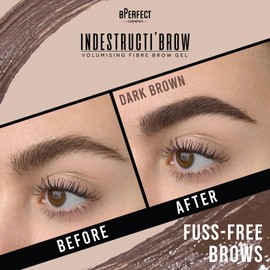 BPerfect Indestructi’Brow – Brow Fiber Gel Mascara with Sweat-Proof Microfibres for Volume, Hold & Colour – Dark Brown (For Warm Blonde to Dark Brown Hair), 8ml