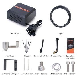 ACMER C4 Air Assist Pump Kit, 30L/Min Adjustable Airflow for Laser Cutters & Engravers, Enhances Cutting Precision, Removes Smoke and Dust, Reduces Surface Temperature