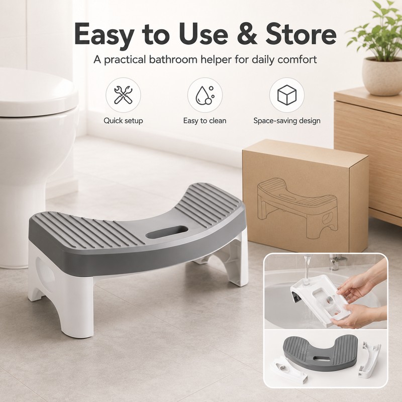 Toilet Foot Stool for Bathroom Posture – Anti-Slip Squatting Aid