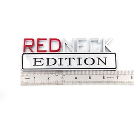 2pcs REDNECK EDITION CAR EMBLEM Chrome Badge 3D Sticker Decal Compatible with F-150 F250 F350 Silverado RAM 1500 (Chrome Red)