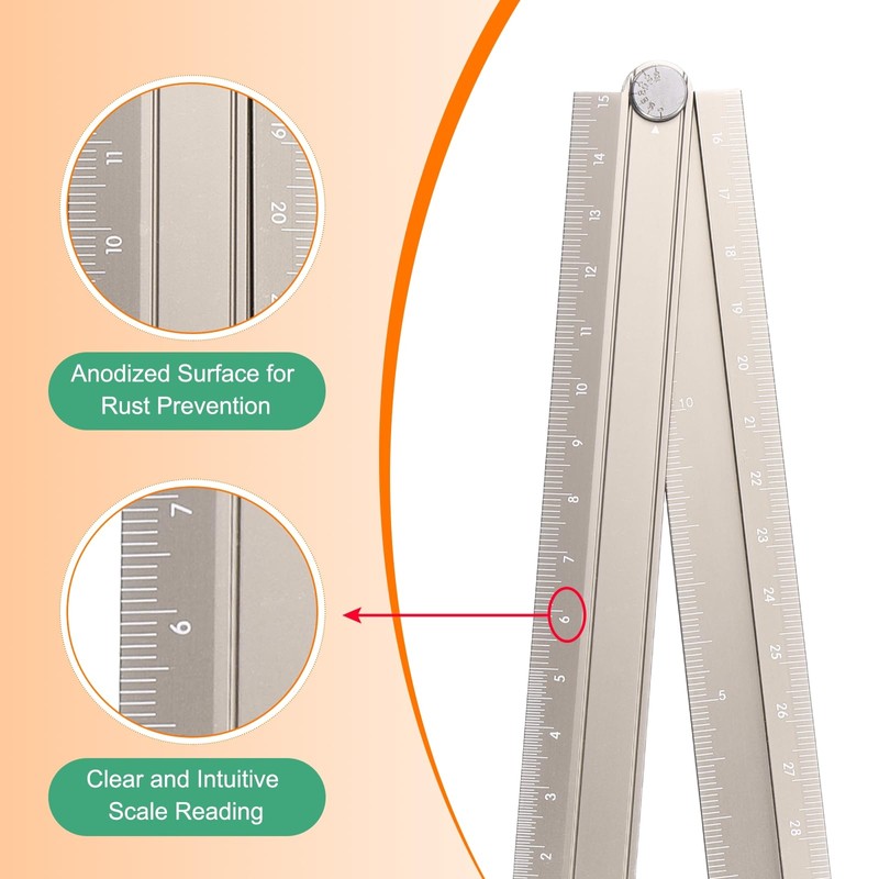 sourcing map 2pcs Folding Straight Ruler 30cm Metric Aluminum Alloy