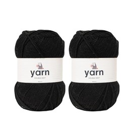 Korbond Yarn - Black - 2 x 100g Acrylic Wool - Lightweight, Hypoallergenic & Durable Double Knit Crochet Yarn Knitting Wool