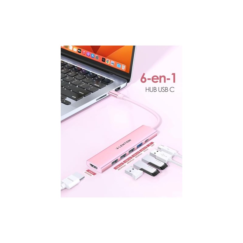 LENTION Hub USB C con HDMI 4K, PD 100W, USB-A