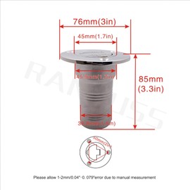 RANYUSS Marine Grade 316 SS Mirror- Polished for 1-1/2''(38MM) Boat Yacht Caravan with Water Letter Tank Deck Fill Filler with Keyless Cap