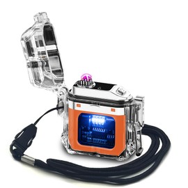 RSBYE Electric Lighter Transparent Cool Lighter Windproof Lighter Flameless Plasma Lighter Rechargeable USB Lighter with LED Battery Indicator (Orange)