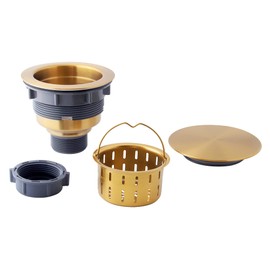 Lonsince Kitchen Sink Drain Assembly,Gold Sink Strainer Opening 3 1/2",Gold Kitchen Sink Drain with Removable Basket