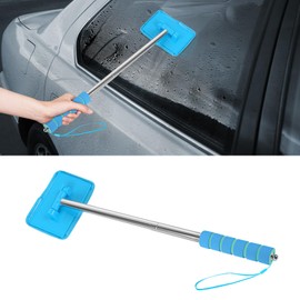 Hbxdeco Car Windshield Cleaning Tool, Car Windshield Window Cleaner, Auto Glass Wiper Tool with Extendable Handle & Reusable Microfiber Pad, Universal Vehicle Cleaning Car Accessories (Sky Blue)