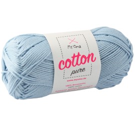 Sky Blue Cotton Yarn * MyOma Cotton Pure (Remote Control 0081) * Cotton Knit and Crochet + Free Guide – 1 per Ball Cotton Blue Sky Cotton Yarn 50g/125 m – Needle Size 2.5 – 3.5 mm