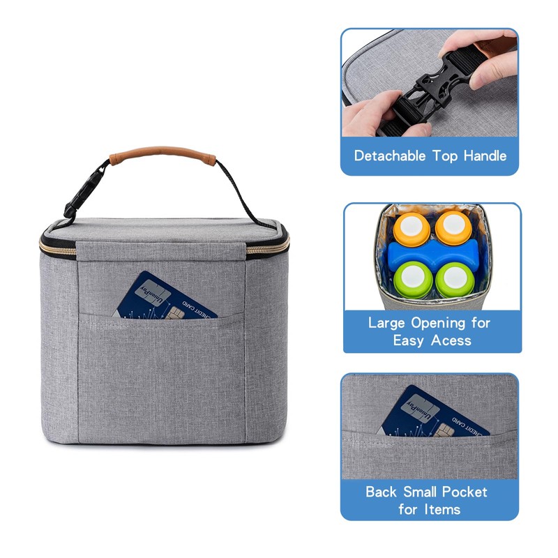 Breast Milk Cooler Bag with Ice Pack Fits 4 Large