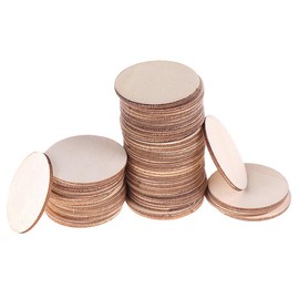 LIANHATA 50 Pieces Round Wood Pieces Wood Set of 50 Outer Diameter 2.0 inches (50 mm) Thickness 0.1 inch (3 mm) for DIY Craft Craft Material Round Wooden Slice Decoration Decoration Decoration Painting (Round)