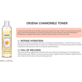 ORJENA Chamomile Tonificante 250ml – Tonificante Facial Calmante e Hidratante con Extracto de Manzanilla y Romero para Piel Sensible