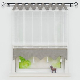 Joyswahl Catrin Linen Look Roman Blind with V Loops, Roman Curtain with Vertical Stripes and Contrasting Trim, W x H 140 x 140 cm, Grey, Pack of 1