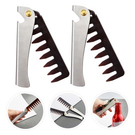 Vaguelly 2PCS Stainless Steel Folding Hair Comb for Men Retro Oil Hair Comb Pocket Size for Salon and Home Use