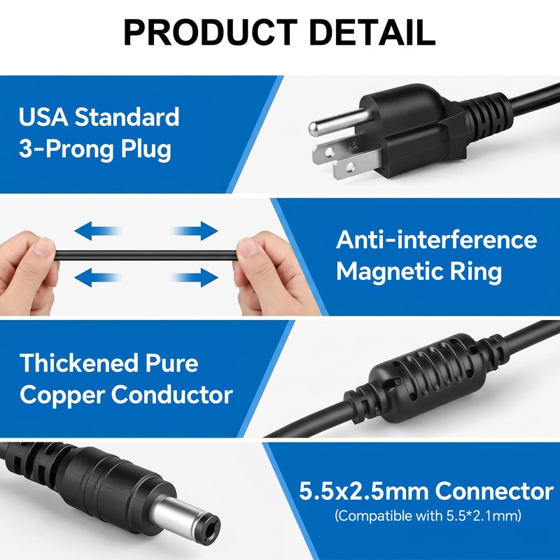 24V 6A Power Supply, AC to DC Adapter 100V-240V to
