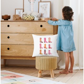 KRHFG Western Cowgirl Room Decor Pillow Covers 18x18, Preppy Room Dorm Decor, Western Trendy Pink Cowgirl Boots Throw Pillow Covers for Girls Bedroom Home Drom Apartment, Double-Sided