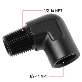 Podavelle 1/2 NPT Female to 1/2 NPT Male 90 Degree Fitting Adapter Coupler Union Aluminum Black
