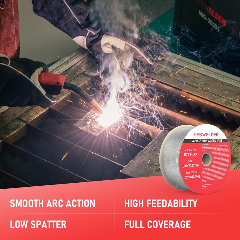 YESWELDER Flux Core Gasless MIG Wire, E71T-GS Mild Carbon Steel