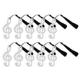 48 Pieces Metal Music Bookmark with Black Tassel,Hollow Musical Notes Bookmarks, Gift for Birthday, Valentine's Day, Mother's Day, Teacher's Day (Silver)