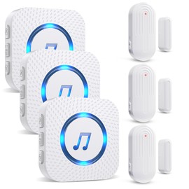 SanJie Door Chime, Door Open Contact Sensor Alarm with 500 FT Range,55 Chimes 5 Adjustable Volume for Business/Store/Home/Office When Entering 3 Sensors + 3 Receiver