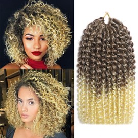 Marlybob Crochet Braids 8 Inch Passion Twist Hair Curly Braiding Hair Afro Kinky-Curly Hair For Black Women (30/613 3 Bundles)