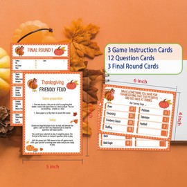 Xenseou Thanksgiving Friendly Feud Game, Fun Thanksgiving Party Games, Thanksgiving Games for Adults, Family Feud Quiz Holiday Games for Groups WSJ-SC01