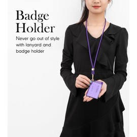 SENLLY ID Badge Holder with Neck Lanyard Strap, Minimalist Design Soft Card Holder