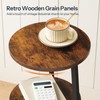 HOOBRO Small Round Side Table with Charging Station, Round End