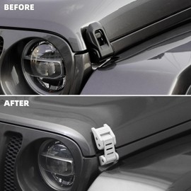 SQQP Hood Latch Stainless Steel Hood Catch Kit Compatible with 2007-2018 Jeep Wrangler JK JKU/for 2018-2023 JL JLU & Jeep Gladiator JT,White Exterior Accessories