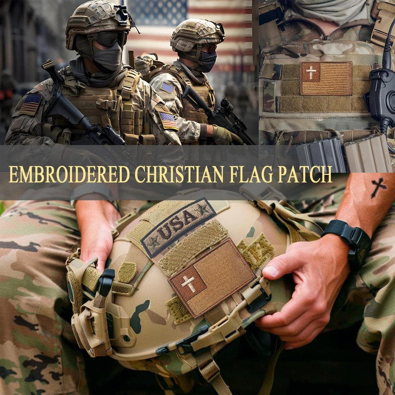 EmWoot 2PCS Cross Flag Patch Embroidered Patch Tactical Morale Patch