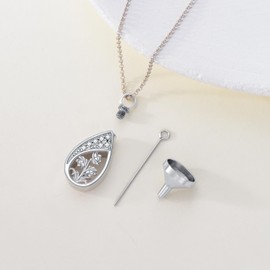 MEIDERBO March Birth Flower Urn Necklaces for Ashes 925 Sterling Silver Teardrop Urn Necklace Daffodil Cremation Jewelry with Funnel Filler Kit Ashes Necklace for Women Human