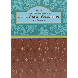 Designer Greetings with Special Memories : Dotted Border Gold Foil Eggs on Brown Great-Grandson Easter Card