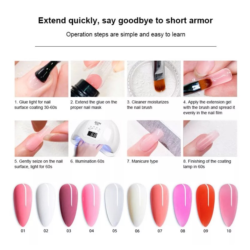 RafnaLina 12 Unidades De Gel De Polietileno Para Extensiones De