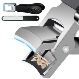 YUDANSI Black Large Mouth Nail Clippers with Nail File - Stainless Steel, Durable, Ergonomic, High Quality, Metal Construction, Includes File and Non-Slip Handle