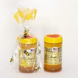 California Raw Premium Black Button Sage Honey 16 Ounces / 1 Lb Pure 100% Natural Gift Wrapped - Pack Of TWO