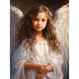 Pavemlo Diamond Painting Kits Girls White Dress, DIY 5D Diamond Embroidery Painting Kits Angel, Full Drill Crystal Set Rhinestone Embroidery Pictures DIY Diamond Painting for House Wall Decoration 30