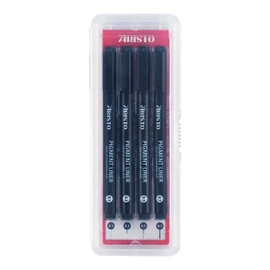 Aristo AR23554 Pigment Liner Set of 4 (4 Fineliner Liners in Line Widths 0.10 / 0.30 / 0.50 / 0.70 mm, Highly Pigmented Ink, Light and Water Resistant, Metal-Encased Tip) Black