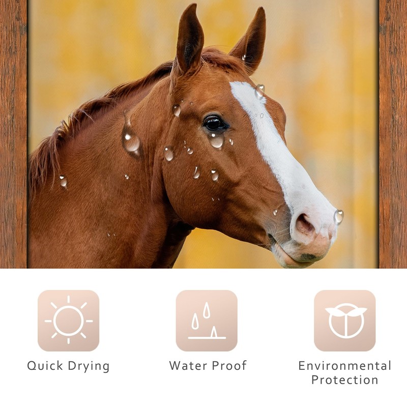 Riyidecor Stall Half Rv Horse Shower Curtain 36Wx72H Inch Rustic
