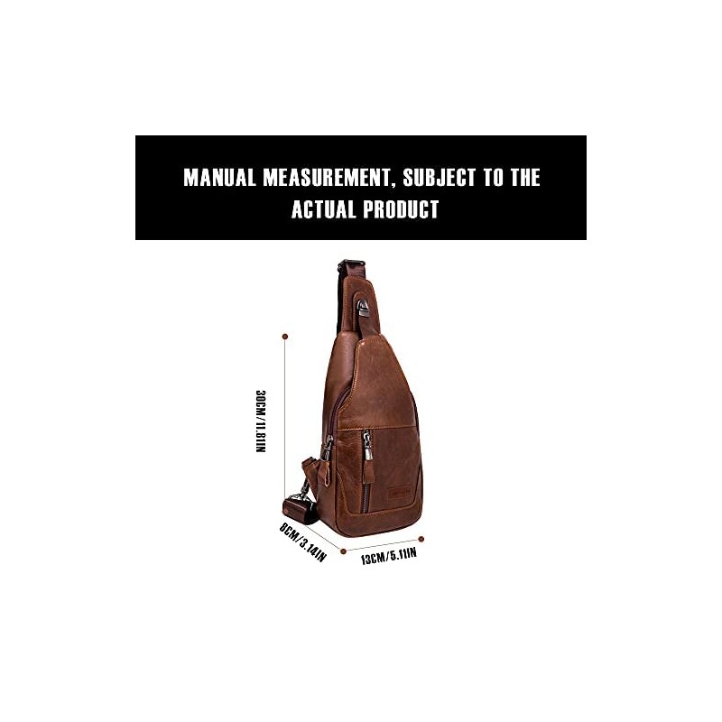 Leathario Chest Bag Shoulder Bag Men Genuine Leather Shoulder Bag