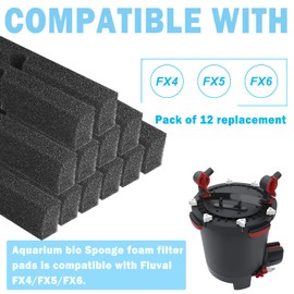 Fx4 Foam Filter Pads Replacement Compatible with Fluval FX5 FX6 Canister Filter, Aquarium Bio Sponge Foam Filter Pads (Black)