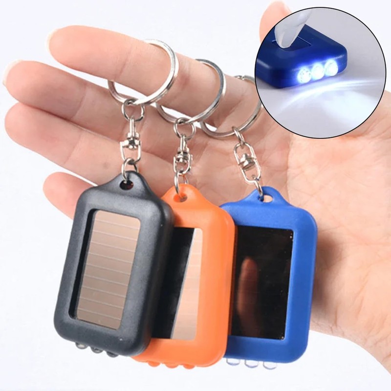 MODOAO Solar LED Keychain Flashlight 5 Pack Portable Small Pocket