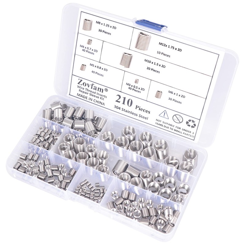 Wire Screw Sleeve Thread Repair Inserts Assortment Kit 304 Stainless