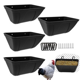Fence Hanging Chicken Feeder for Duck, Piglets, Goat Feeder Poultry Feeding Container for Livestock Feed Trough Water Bucket(4)
