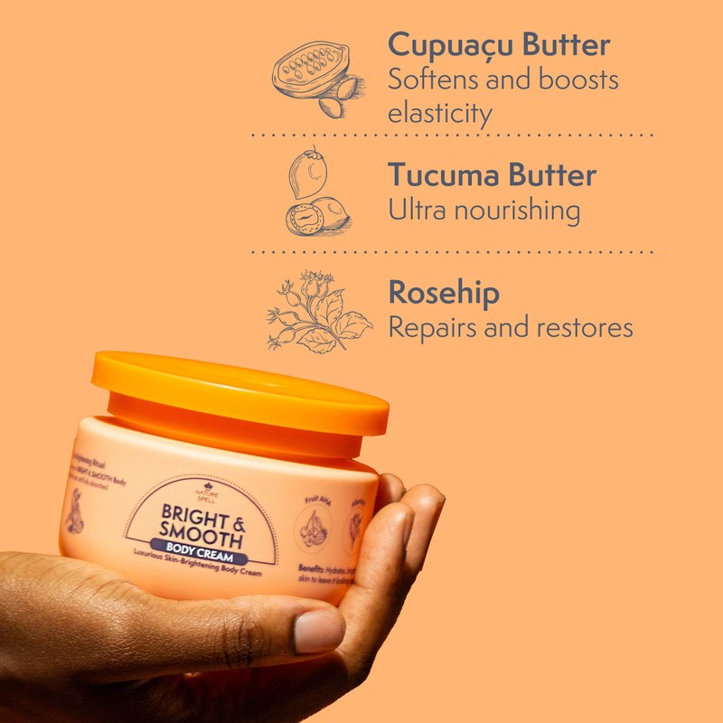 Nature Spell Bright & Smooth Body Cream, Brightening and Hydrating