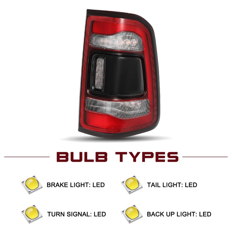 JSBOYAT LED Tail Light Assembly Compatible with 2019-2024 Dodge Ram