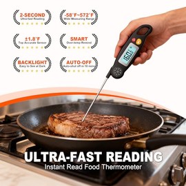 Antonki Termómetro digital para carne, termómetro de lectura instantánea para alimentos con luz de fondo para cocinar, asar a la parrilla, hornear, co