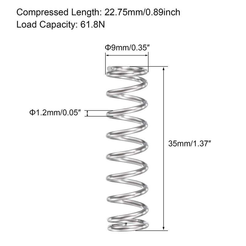 sourcing map Compression Spring 304 Stainless Steel Outer Diameter 9