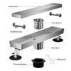 Linear Shower Drain Silver 12in, 304 Stainless Steel with Adjustable