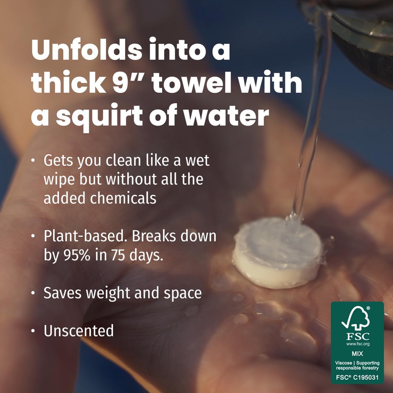 PACT Bathroom Wipes (100-Pack) | Compressed Toilet Wipes for Camping,