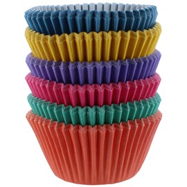 Baked with Love Brights Cupcake Cases, 50mm Baking Cups, Red, Blue, Green, Yellow, Purple, Orange, Greaseproof Paper Cases for Muffins and Cupcakes, Pack of 150, 0686968