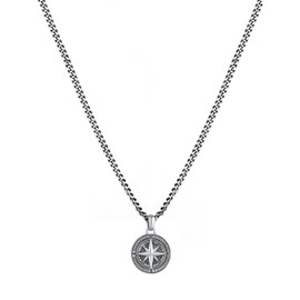 Kuzzoi Men's Silver Necklace with Cross Pendant in 925 sterling silver, Length 50 cm, Byzantine chain, men's necklace with pendant, very high quality and handmade, 0112671018_50